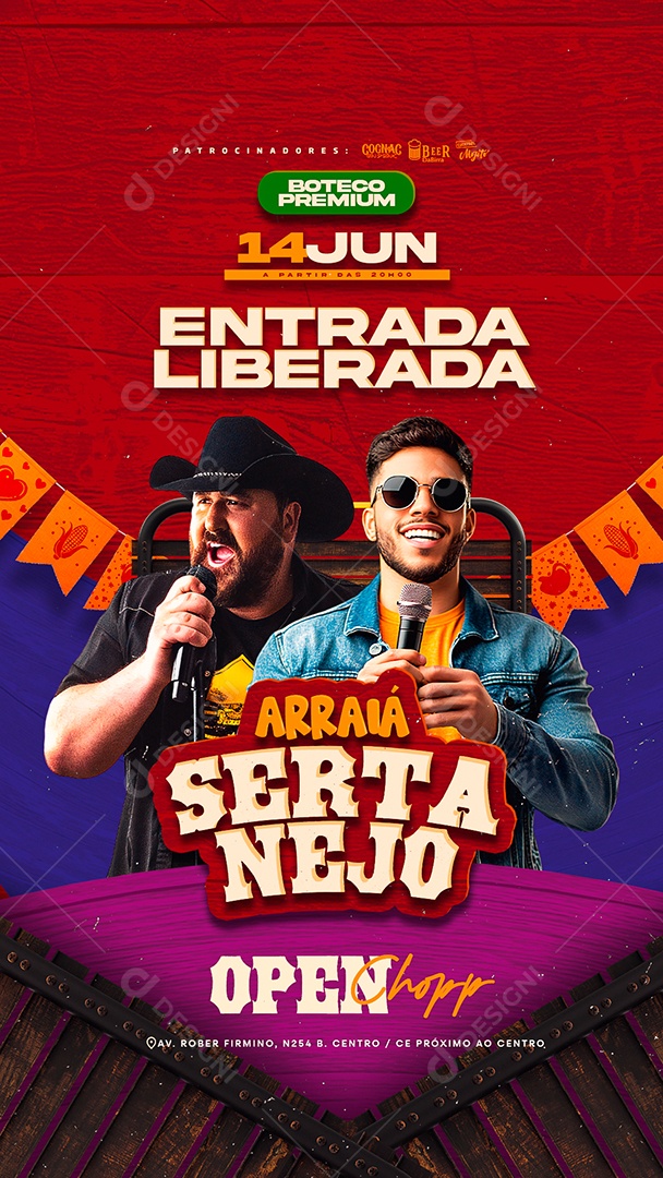 Story Flyer Entrada Liberada Arraiá Sertanejo Social Media PSD Editável