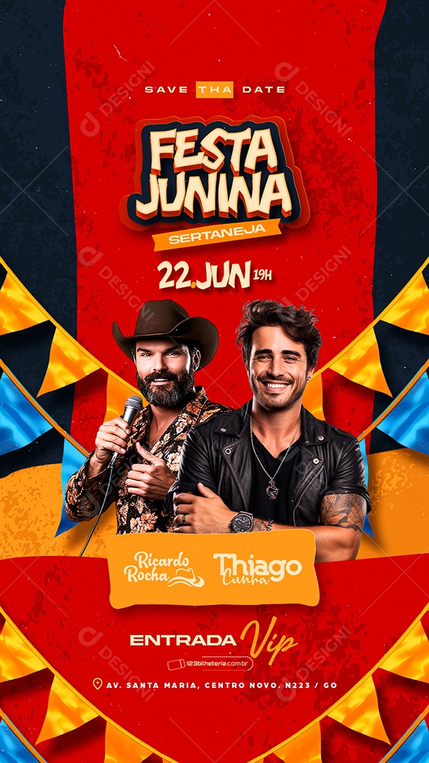 Story Flyer Festa Junina Sertaneja Social Media PSD Editável