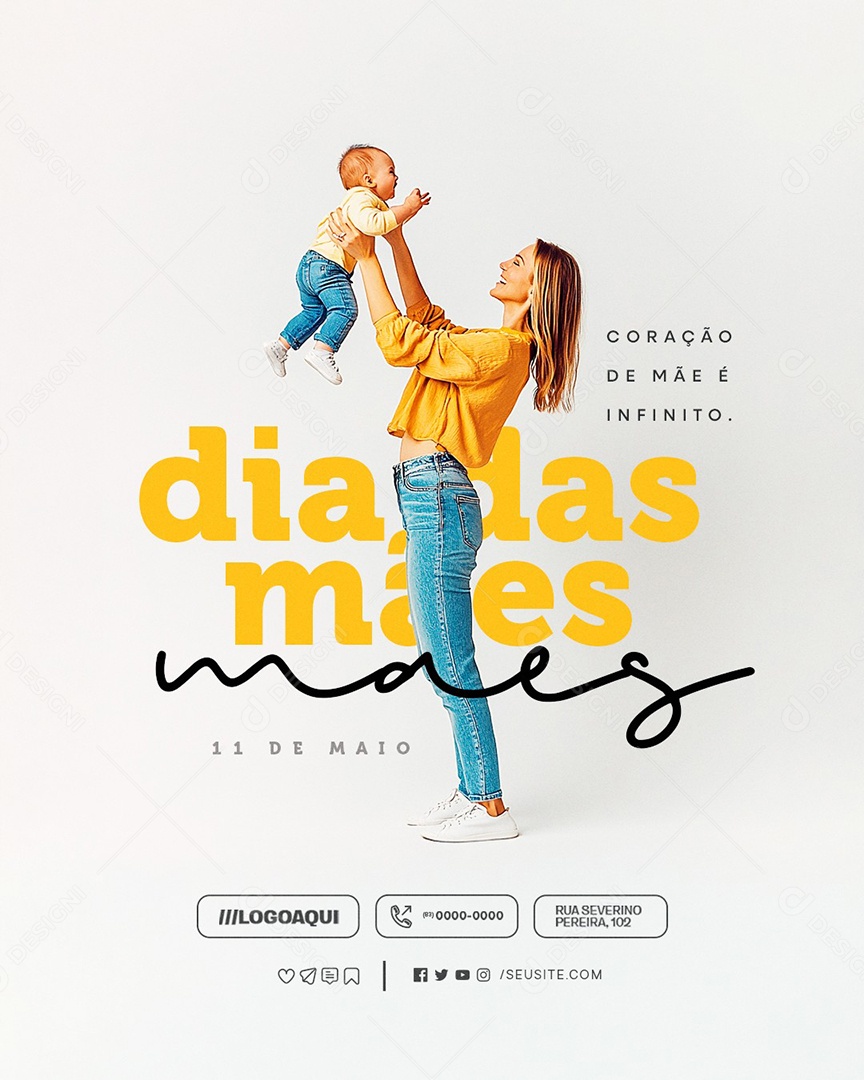 Dia das Mães 11 de Maio Coração de Mãe é Infinito Social Media PSD Editável