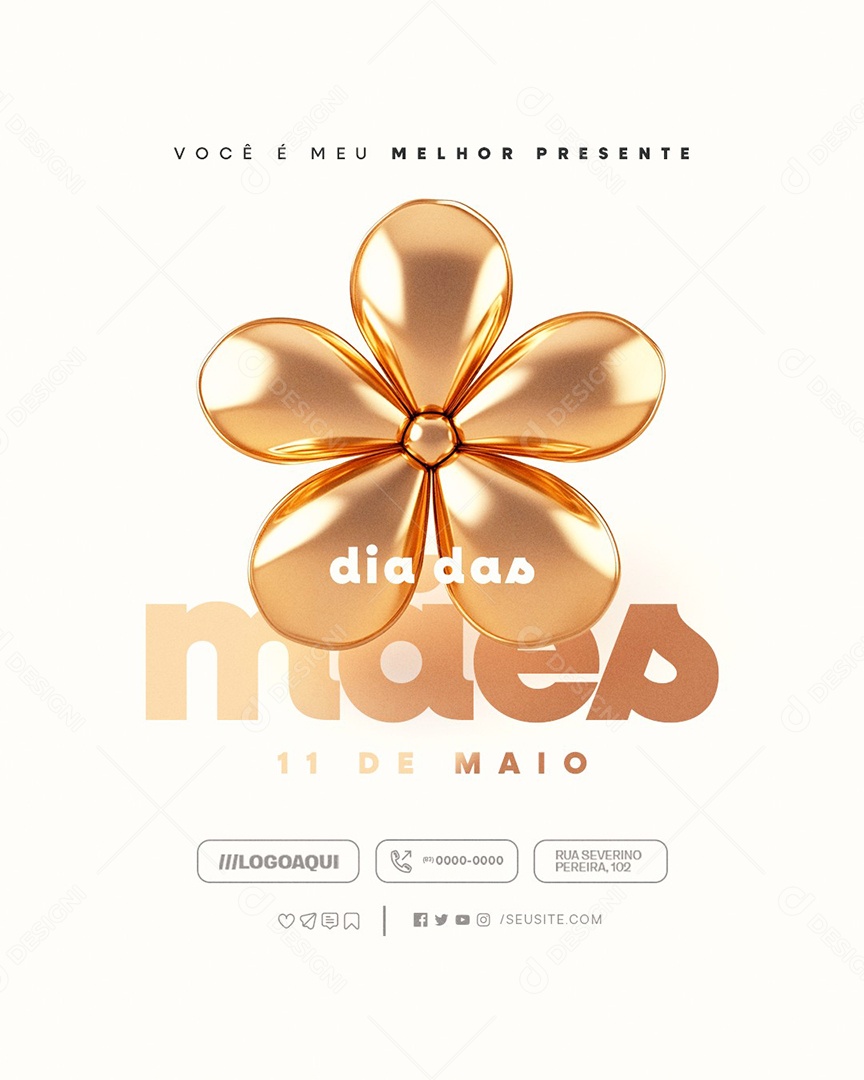Dia das Mães 11 de Maio Você é Meu Melhor Presente Social Media PSD Editável