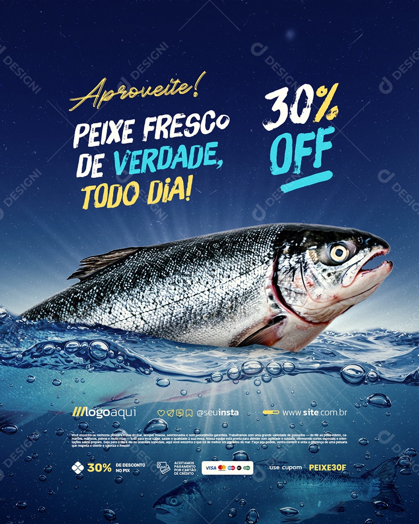 Peixaria Aproveite Peixe Fresco Social Media PSD Editável
