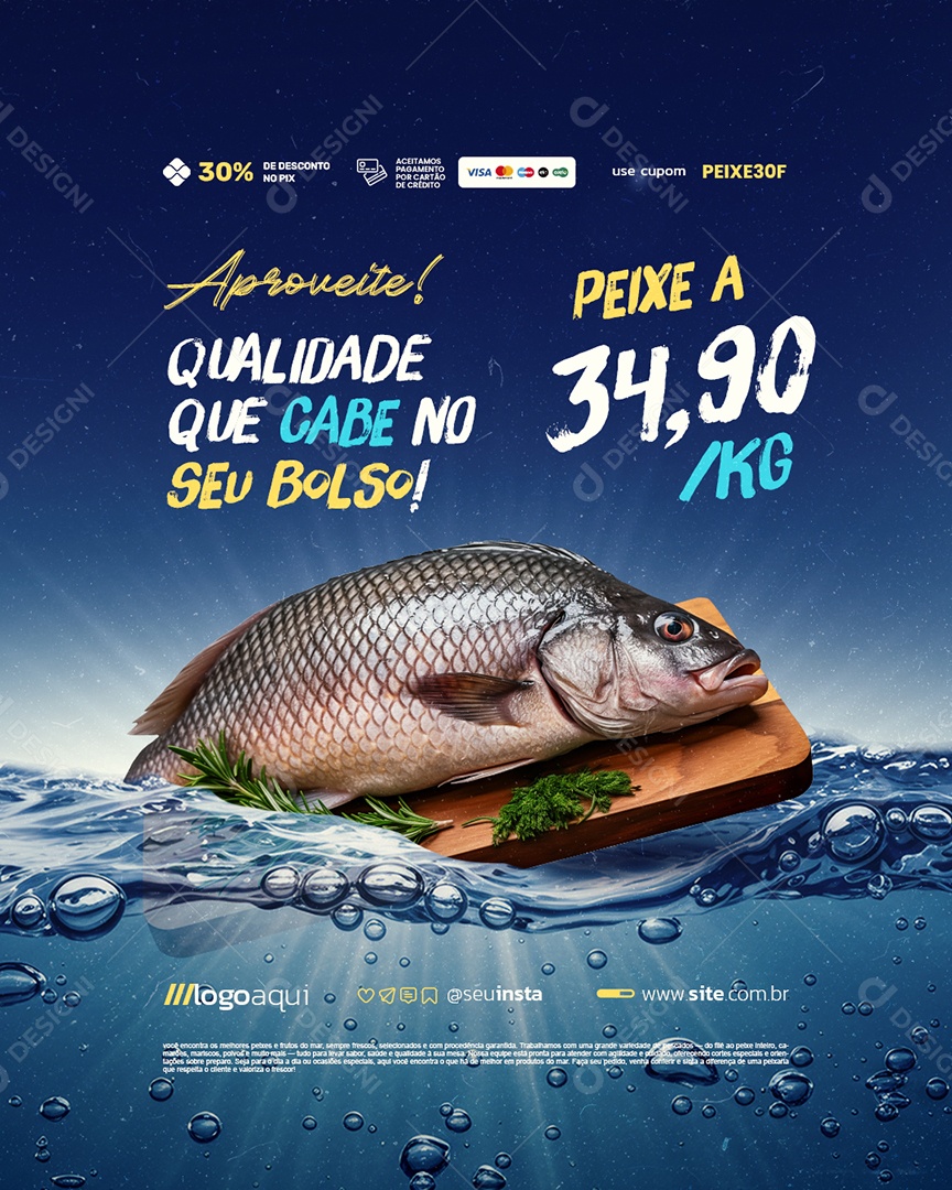 Peixaria Aproveite Qualidade Social Media PSD Editável