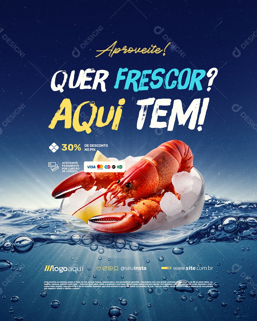 Peixaria Aproveite Quer Frescor Aqui Tem Social Media PSD Editável