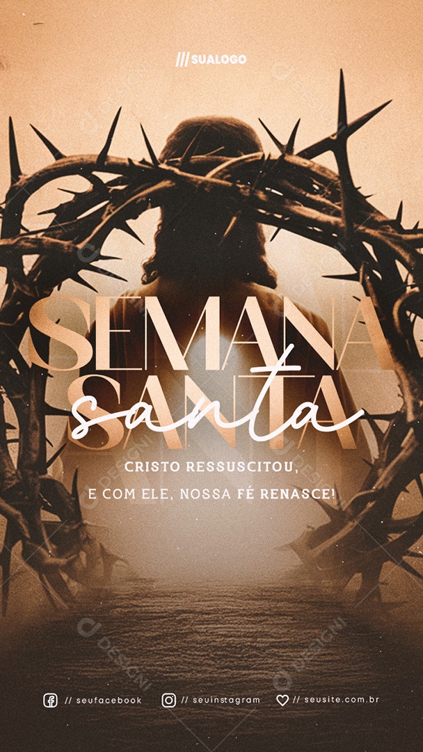 Story Semana Santa Cristo Ressuscitou Social Media PSD Editável