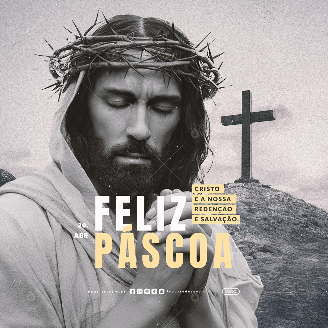Feliz Páscoa 20 de Abril Social Media PSD Editável