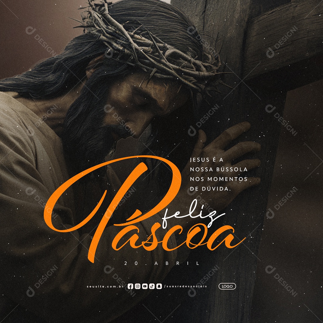 Feliz Páscoa 20 de Abril Social Media PSD Editável