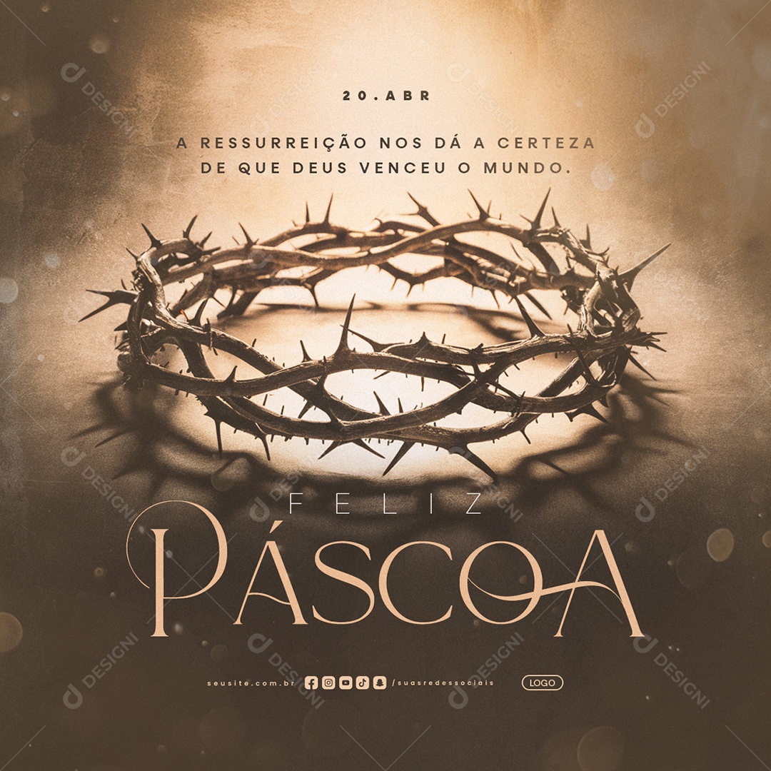 Feliz Páscoa 20 de Abril Social Media PSD Editável