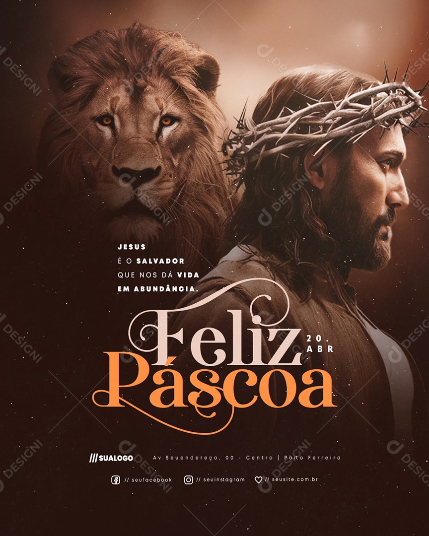 Feliz Páscoa 20 de Abril Social Media PSD Editável