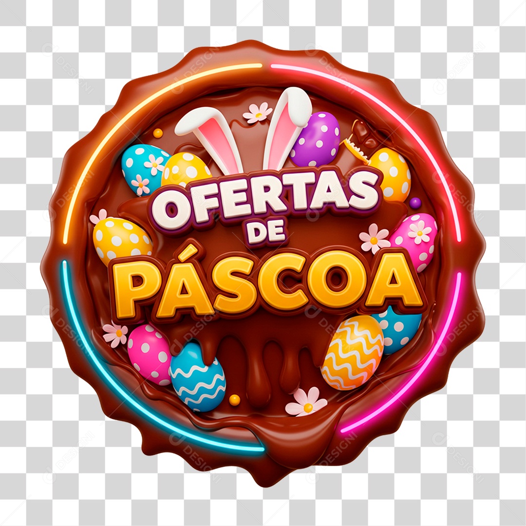 Selo 3D Ofertas de Páscoa PNG Transparente