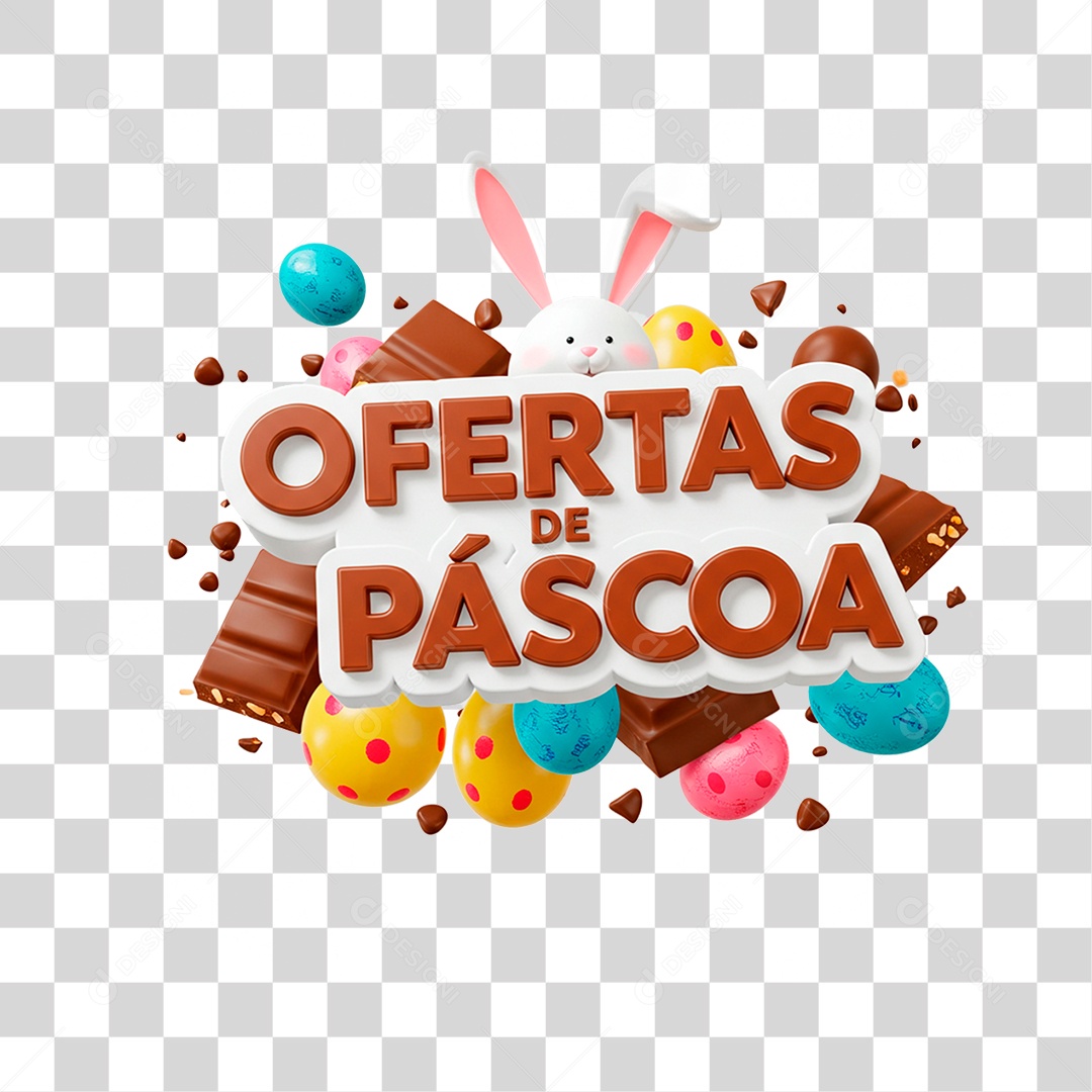 Selo 3D Ofertas de Páscoa PNG Transparente