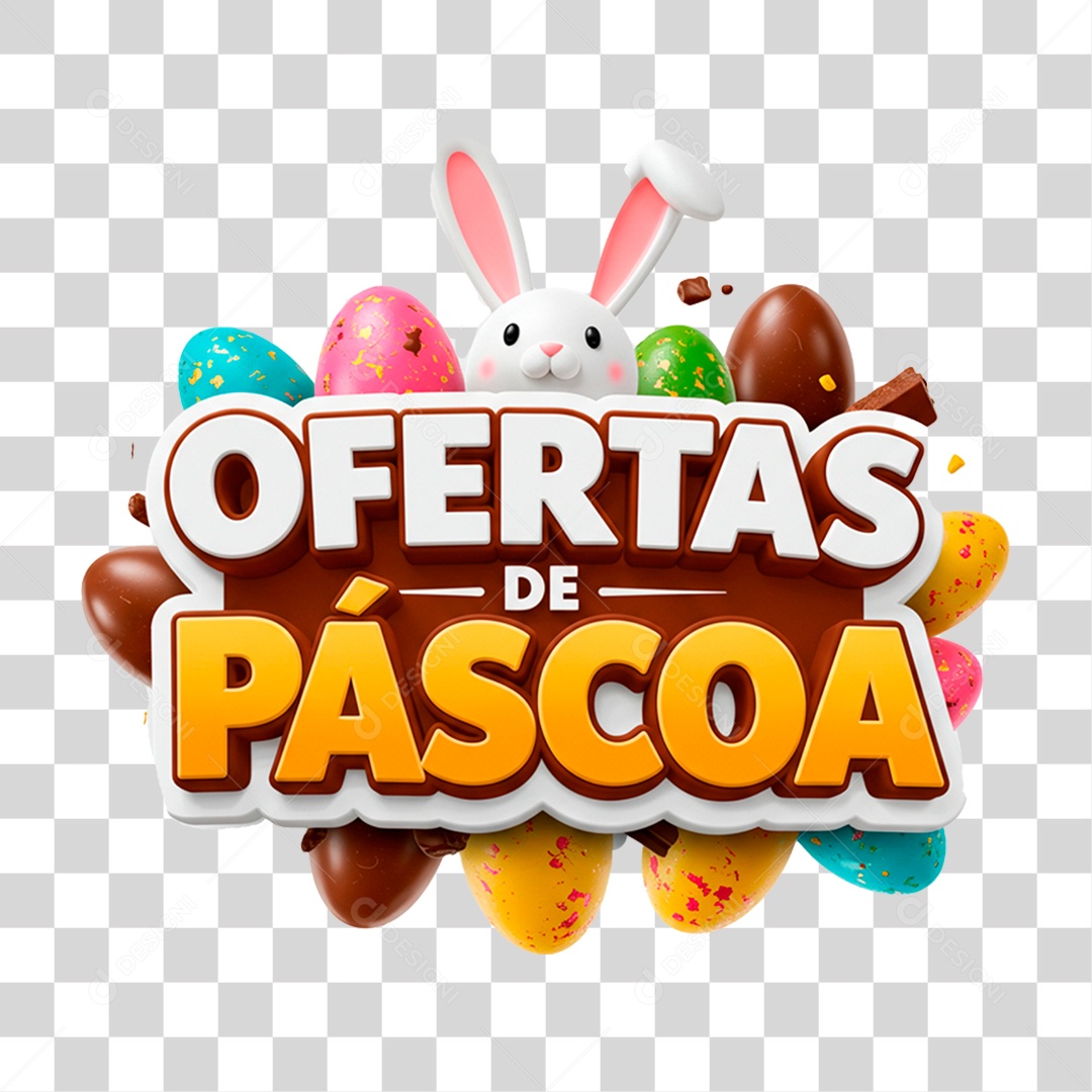Selo 3D Ofertas de Páscoa PNG Transparente