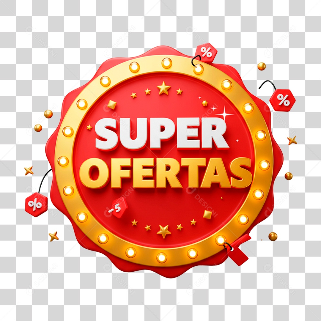 Selo 3D Super Ofertas PNG Transparente