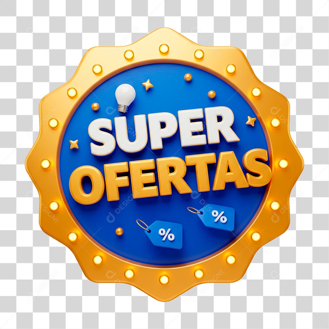 Selo 3D Super Ofertas PNG Transparente