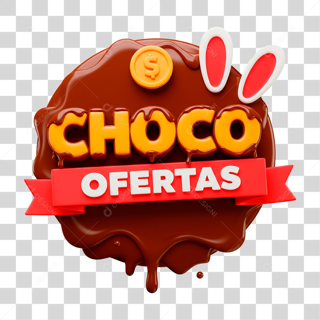Selo 3D Choco Ofertas PNG Transparente