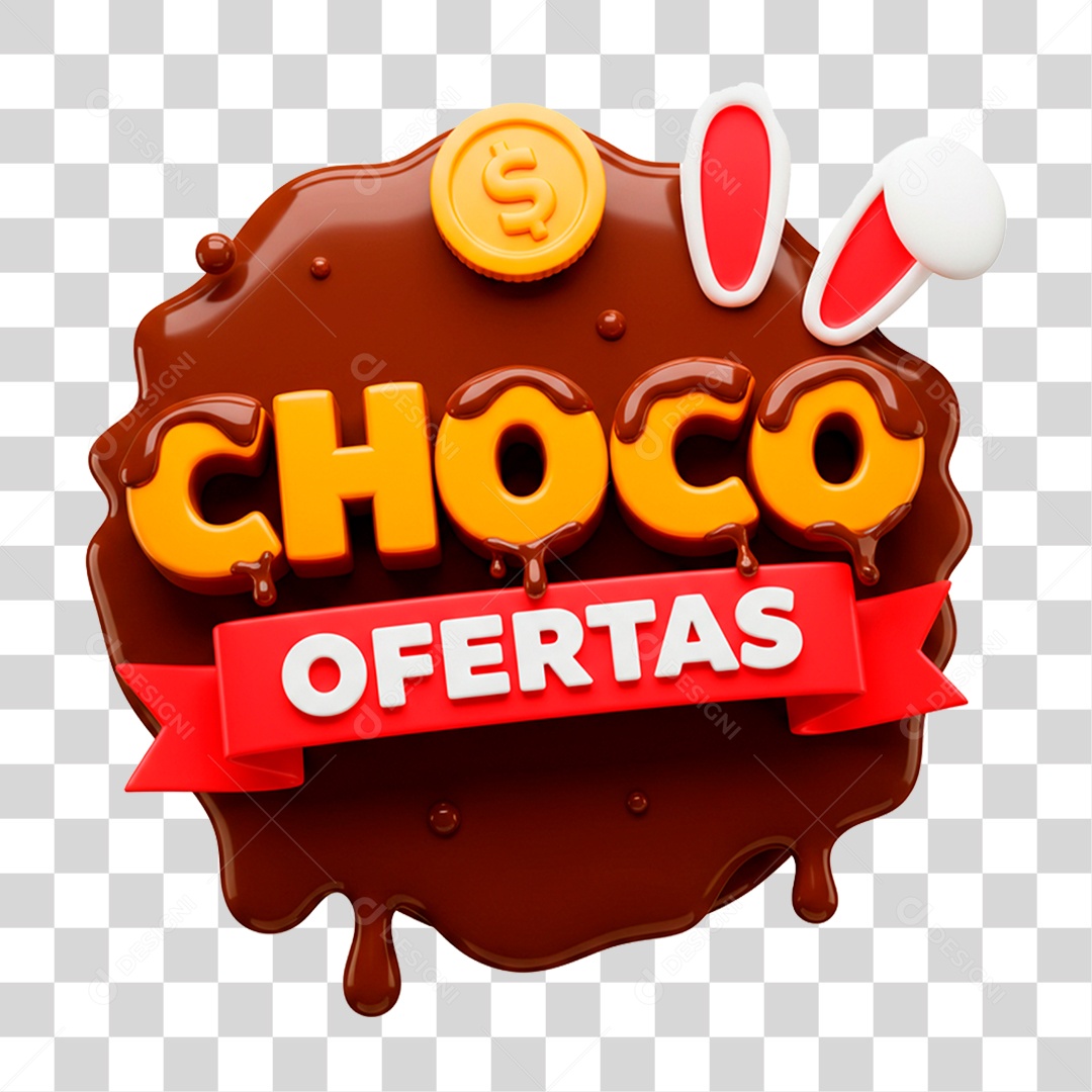 Selo 3D Choco Ofertas PNG Transparente