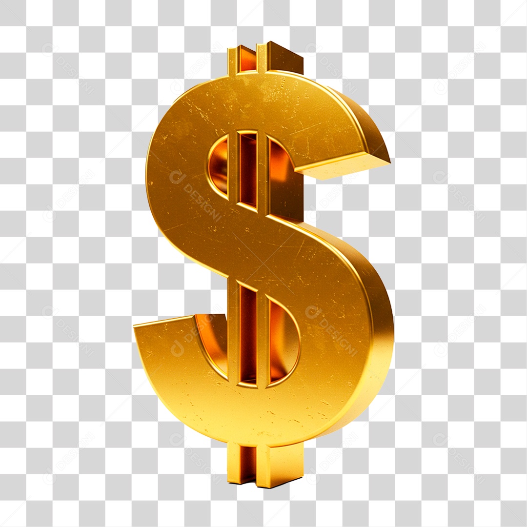 Cifrão Dourado PNG Transparente