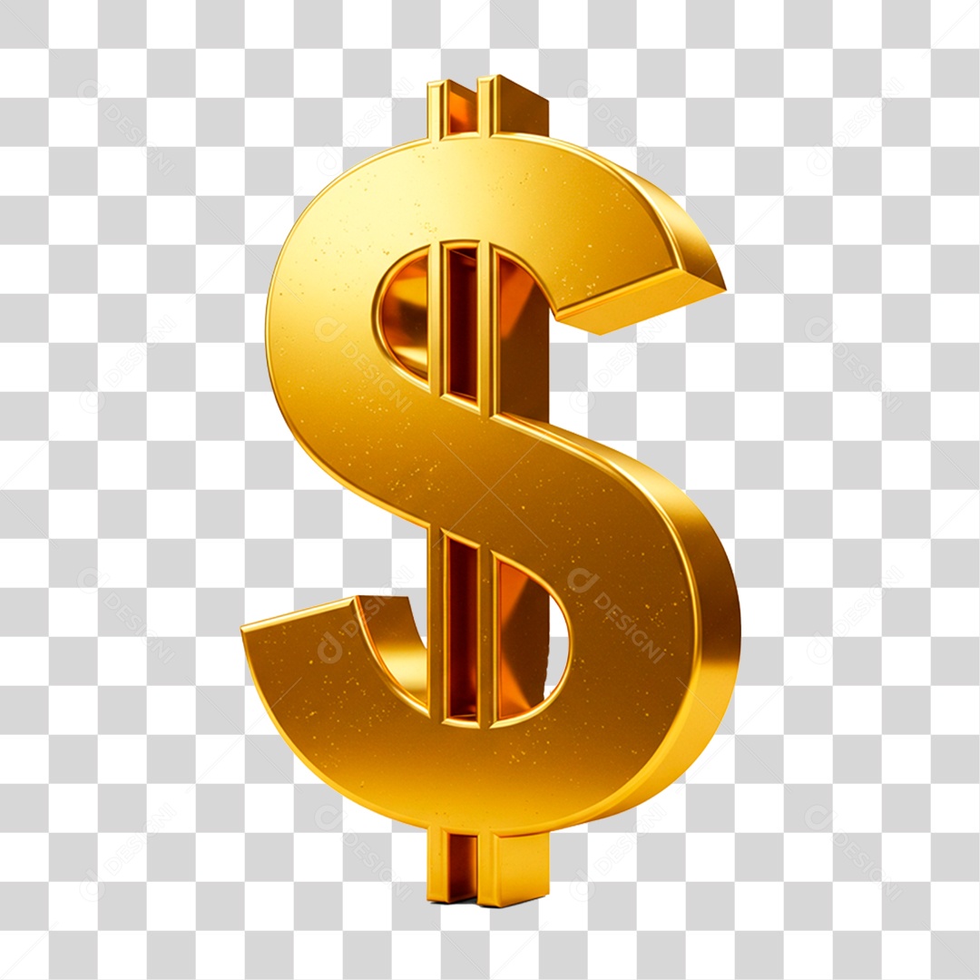 Cifrão Dourado PNG Transparente