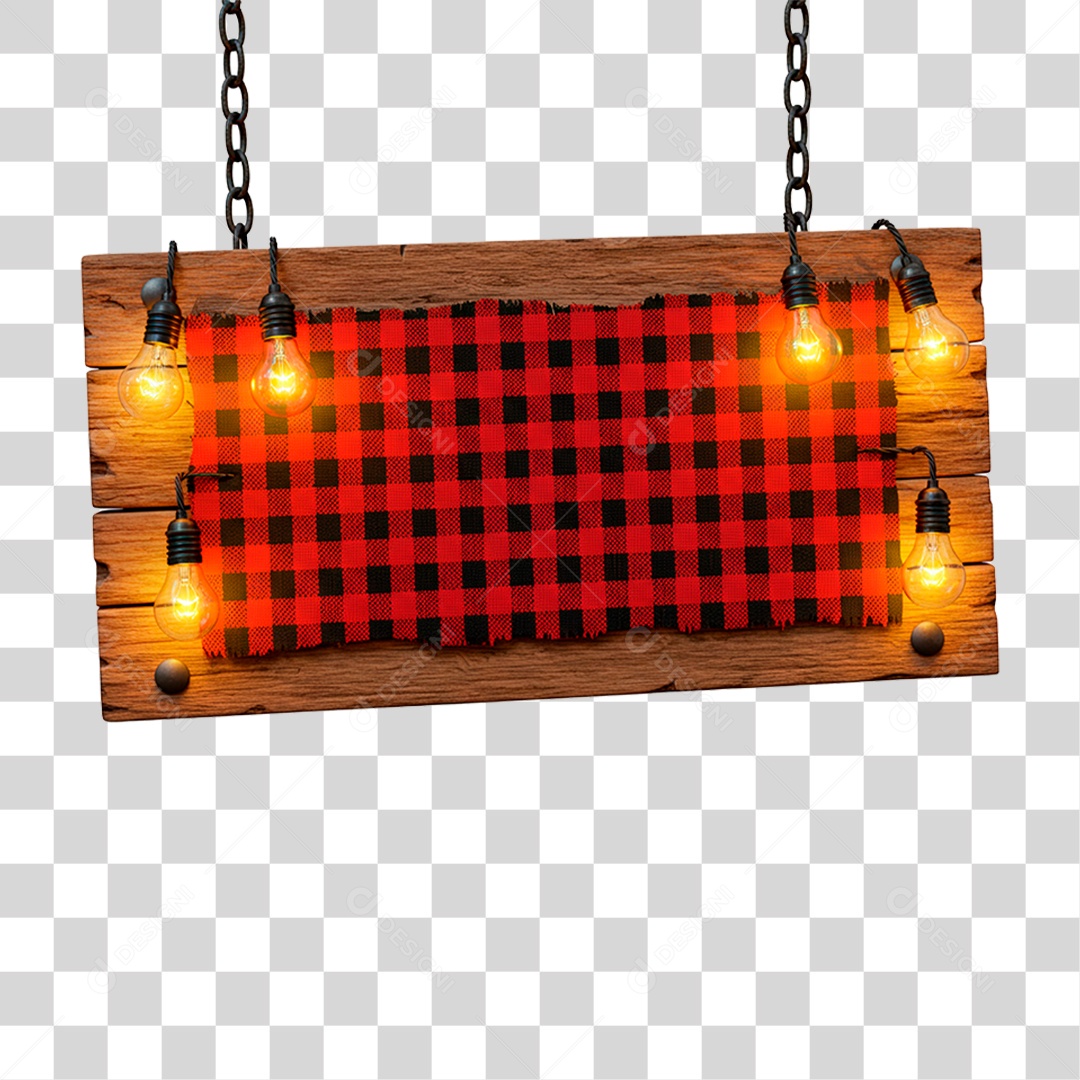 Placa de Madeira com Lâmpadas PNG Transparente
