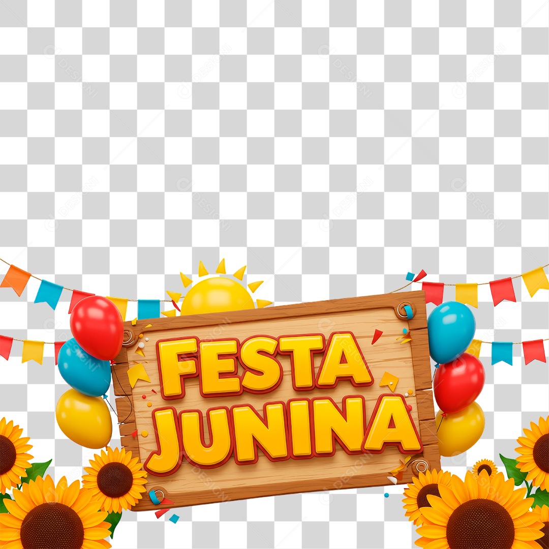 Selo 3D Festa Junina Para Composição PNG Transparente