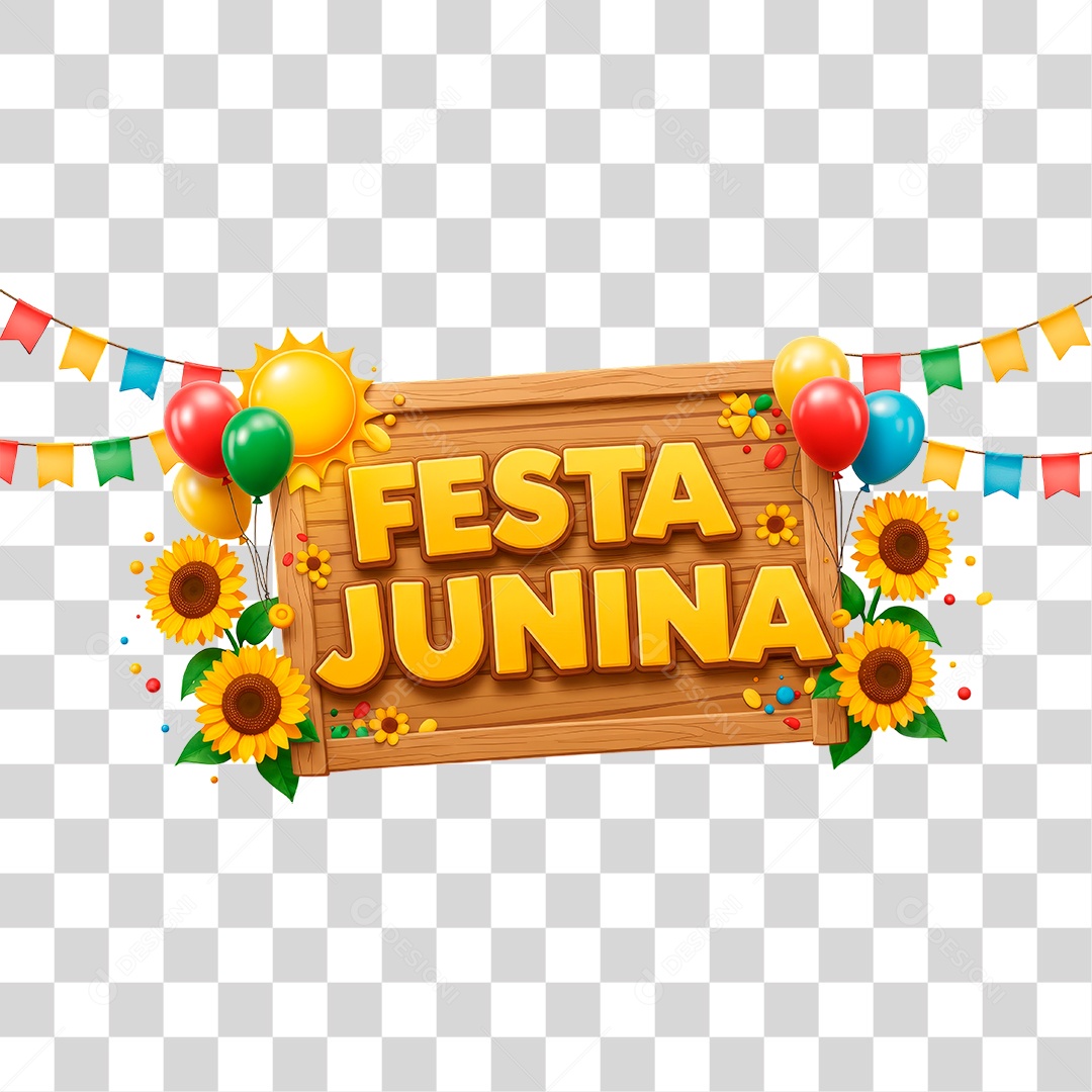Selo 3D Festa Junina Para Composição PNG Transparente