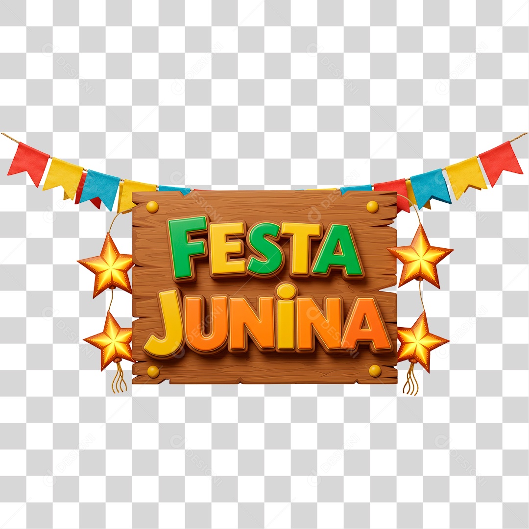 Selo 3D Festa Junina Para Composição PNG Transparente