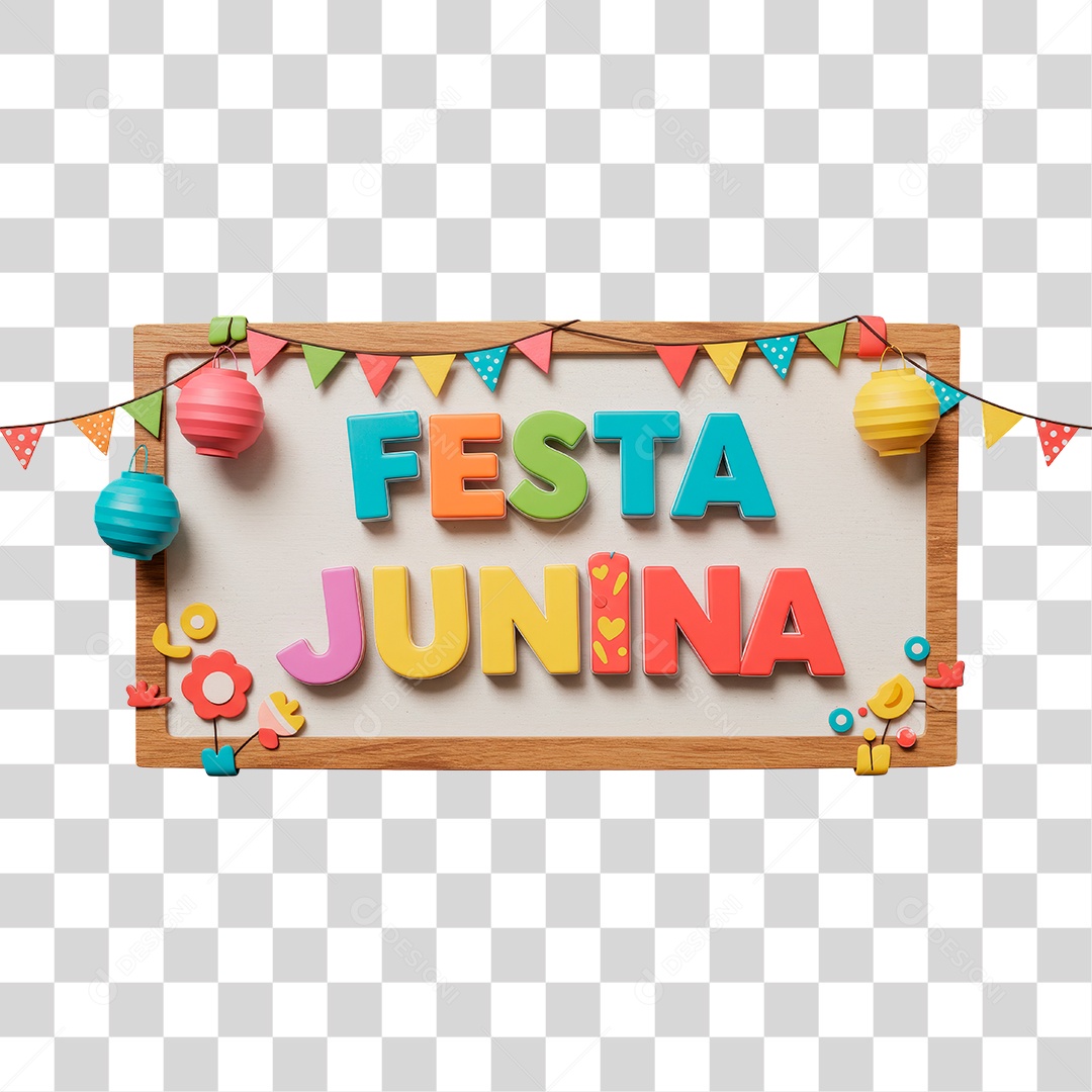 Selo 3D Festa Junina Para Composição PNG Transparente
