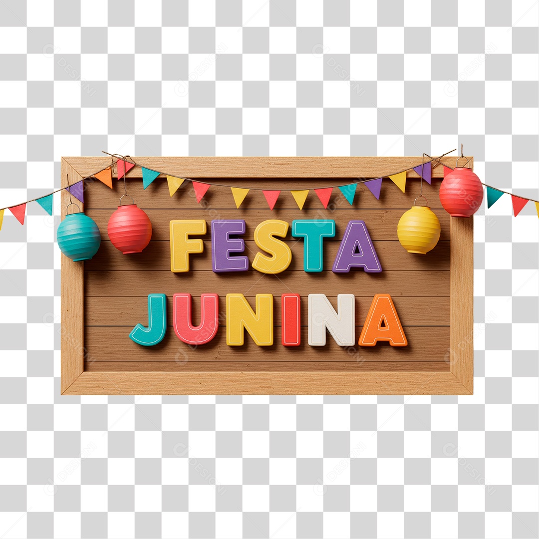 Selo 3D Festa Junina Para Composição PNG Transparente