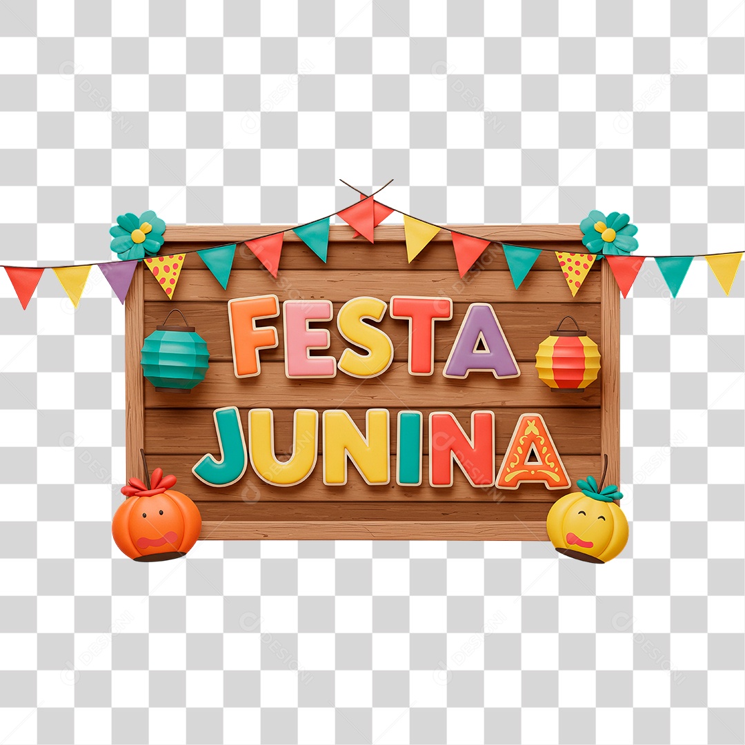 Selo 3D Festa Junina Para Composição PNG Transparente