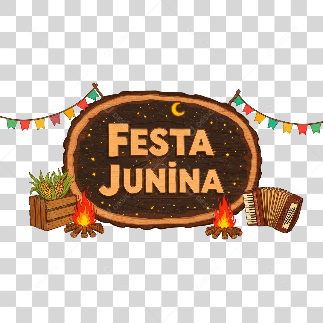 Selo 3D Festa Junina Para Composição PNG Transparente