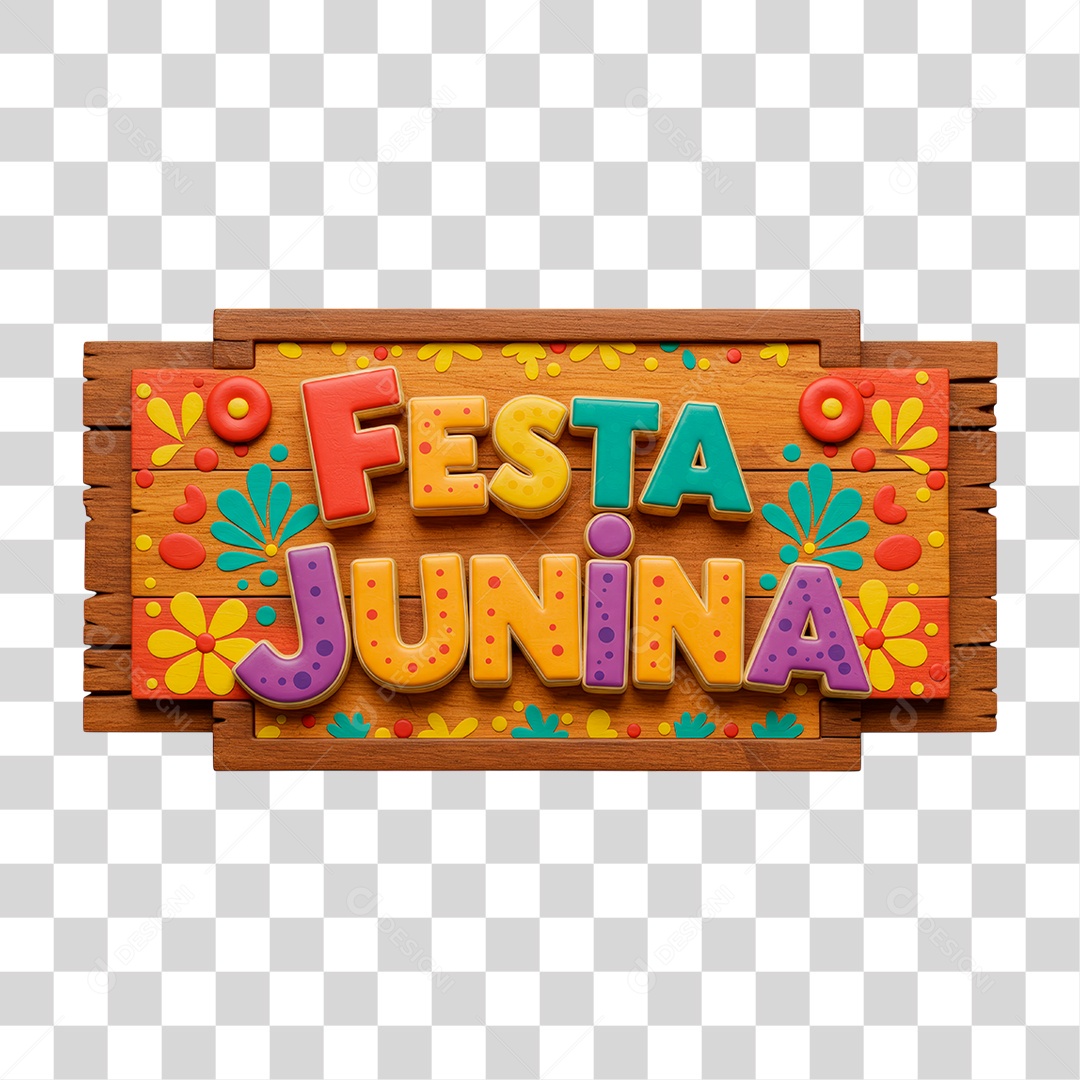 Selo 3D Festa Junina Para Composição PNG Transparente