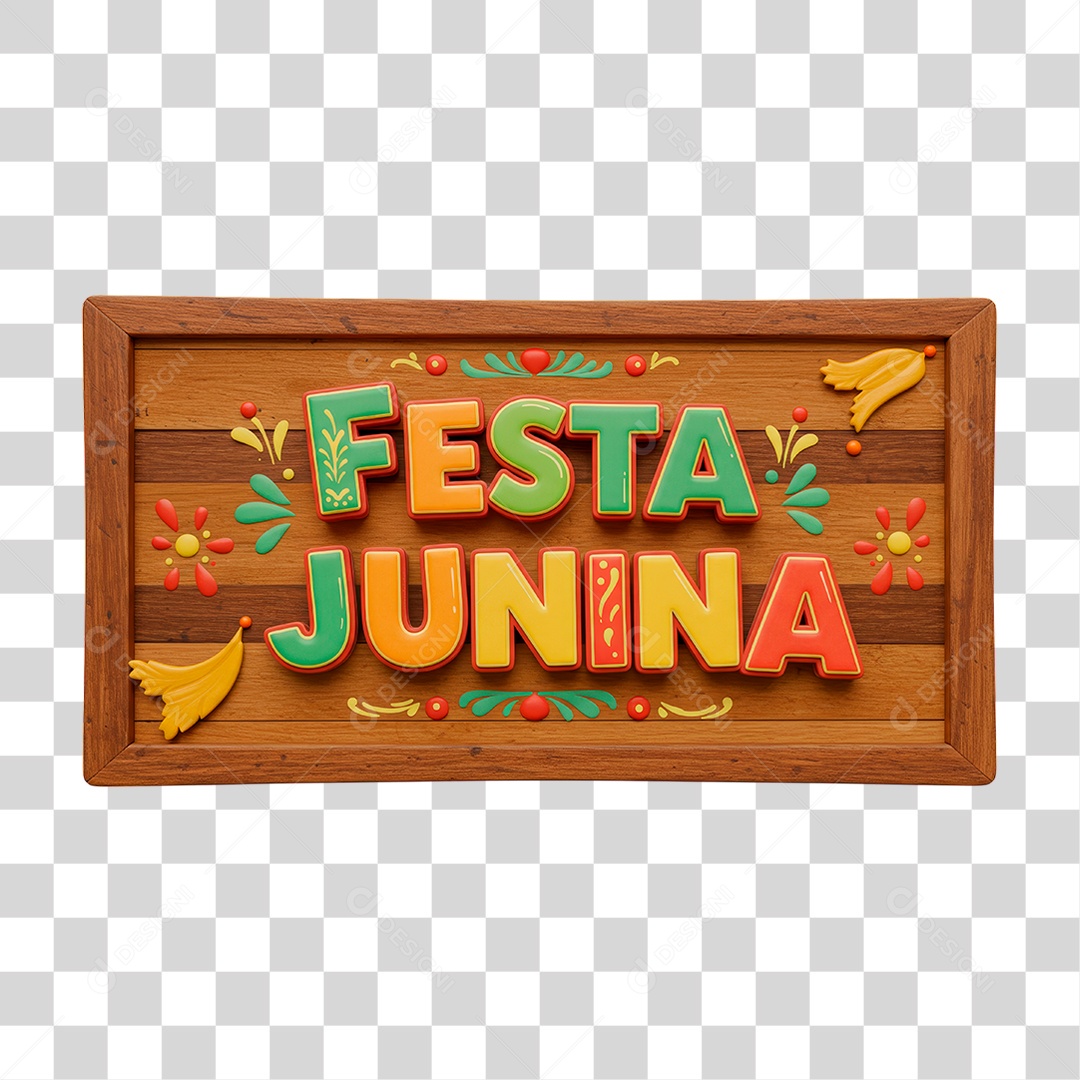 Selo 3D Festa Junina Para Composição PNG Transparente