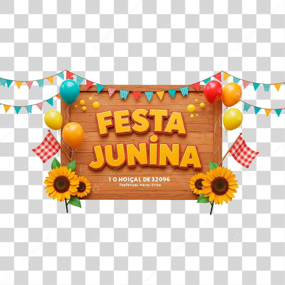 Selo 3D Festa Junina Para Composição PNG Transparente
