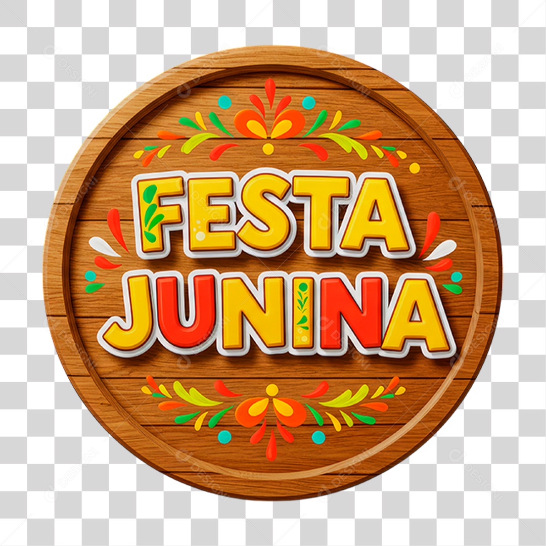 Selo 3D Festa Junina Para Composição PNG Transparente