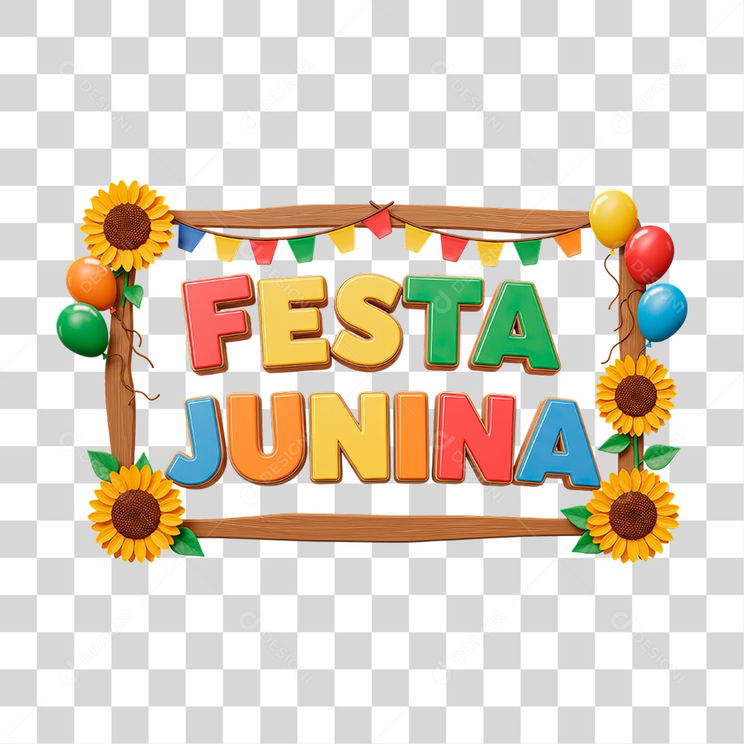 Selo 3D Festa Junina Para Composição PNG Transparente
