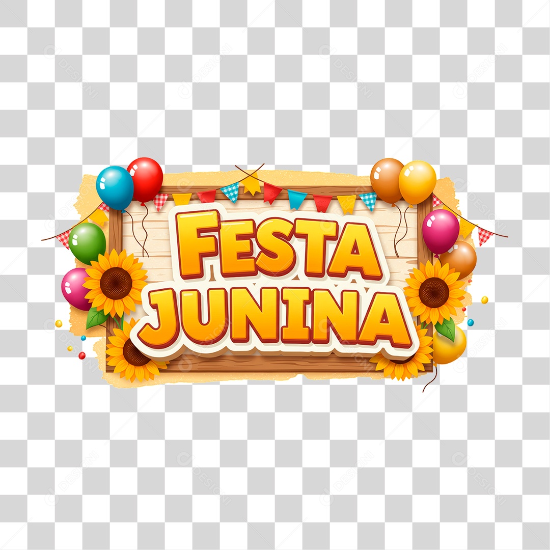 Selo 3D Festa Junina Para Composição PNG Transparente