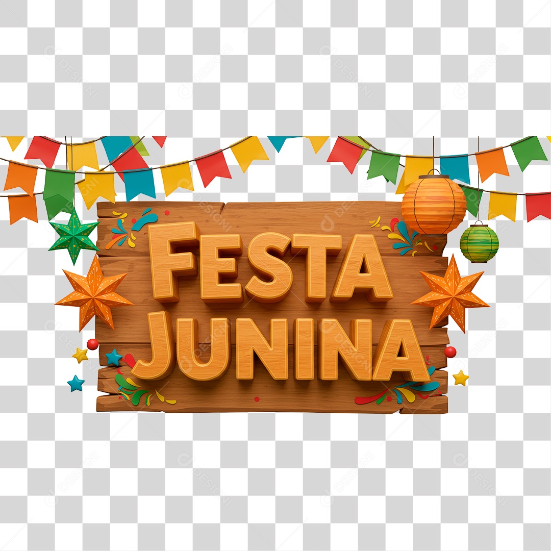 Selo 3D Festa Junina Para Composição PNG Transparente