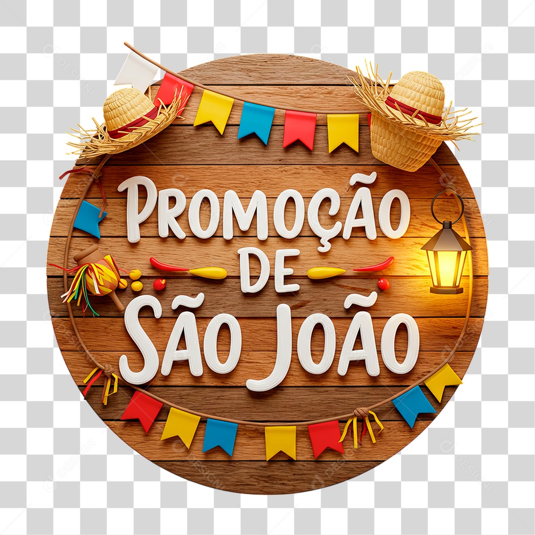 Selo 3D Promoção de São João Para Composição PNG Transparente