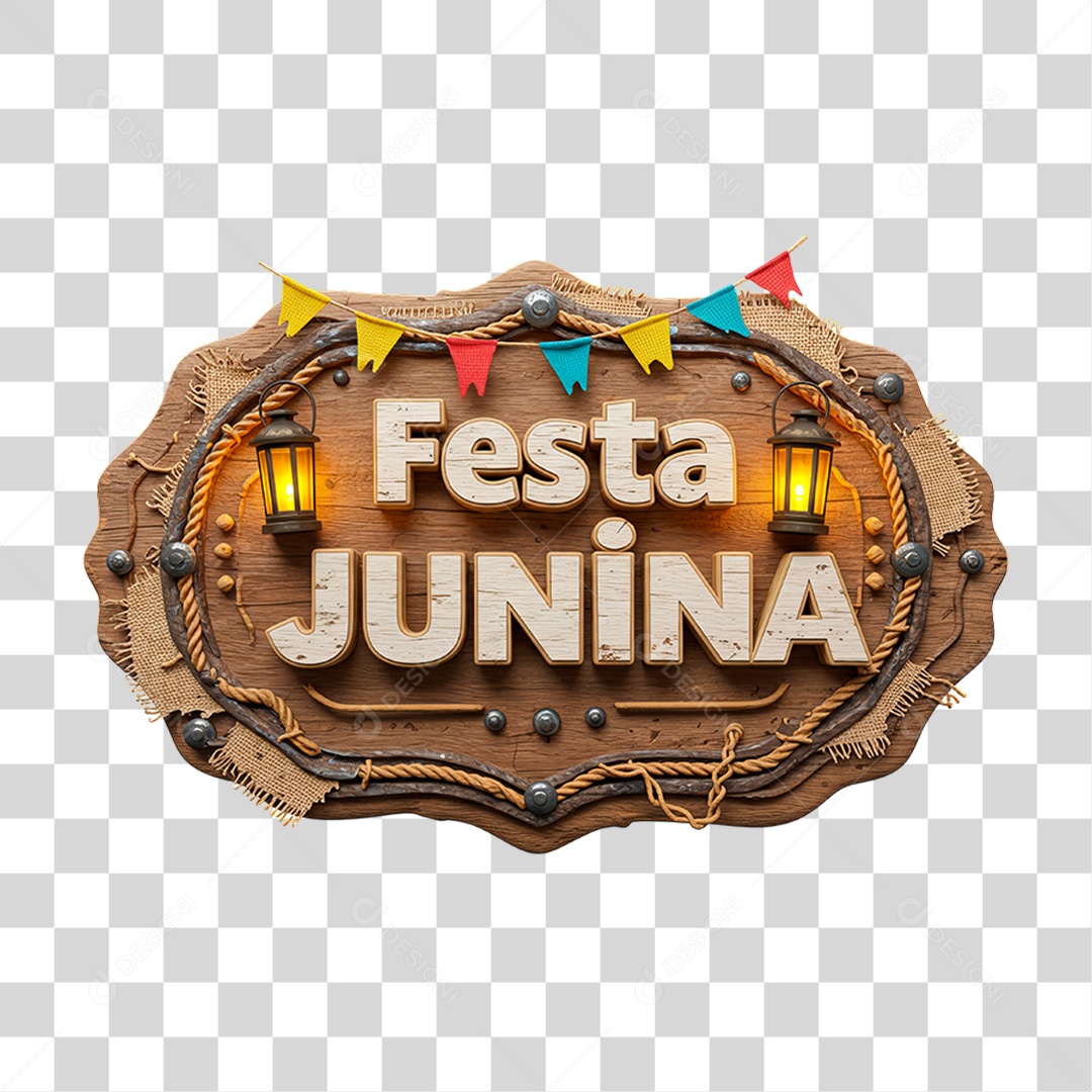 Selo 3D Festa Junina Para Composição PNG Transparente
