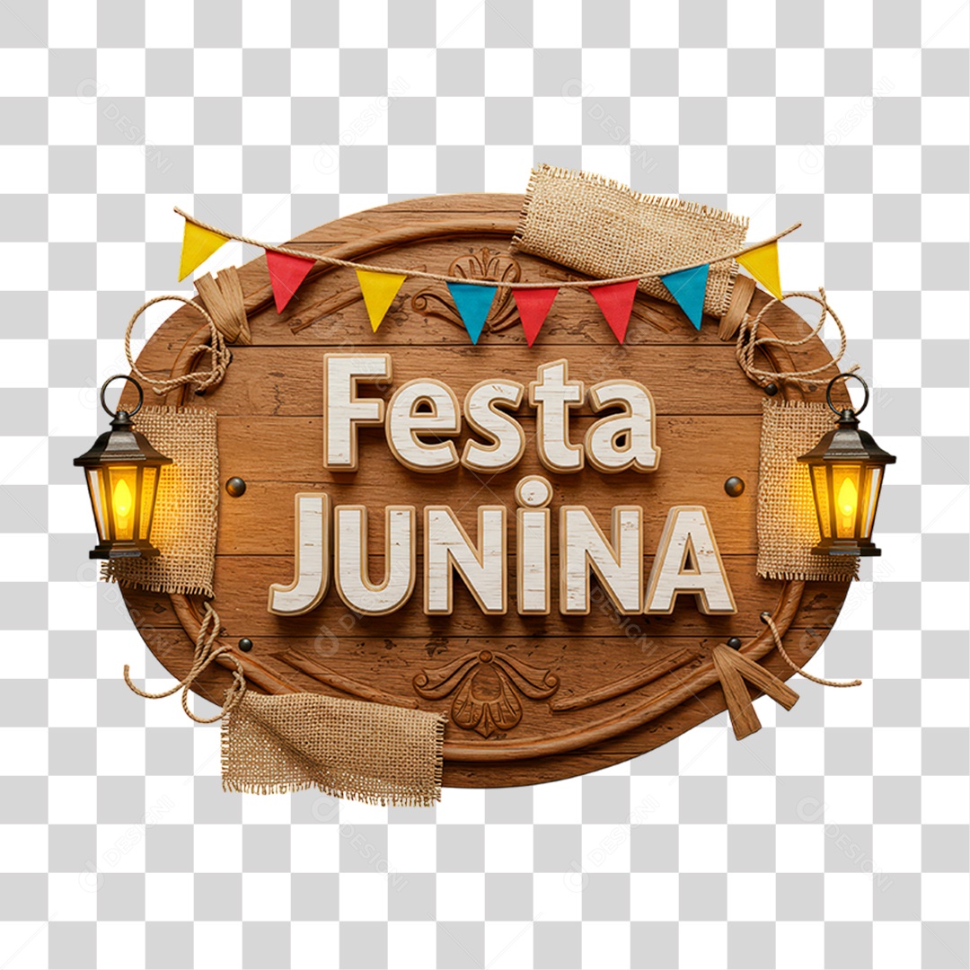 Selo 3D Festa Junina Para Composição PNG Transparente