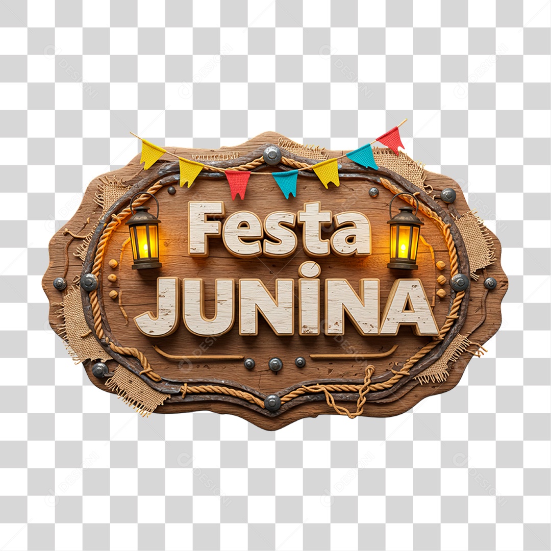 Selo 3D Festa Junina Para Composição PNG Transparente
