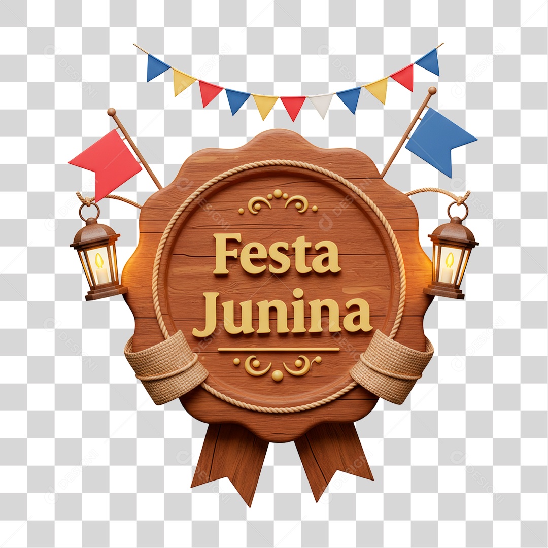 Selo 3D Festa Junina Para Composição PNG Transparente