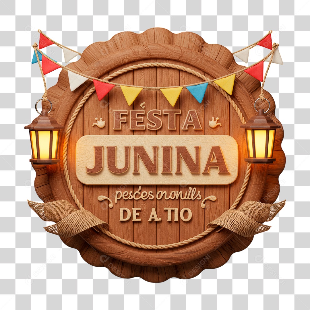 Selo 3D Festa Junina Para Composição PNG Transparente