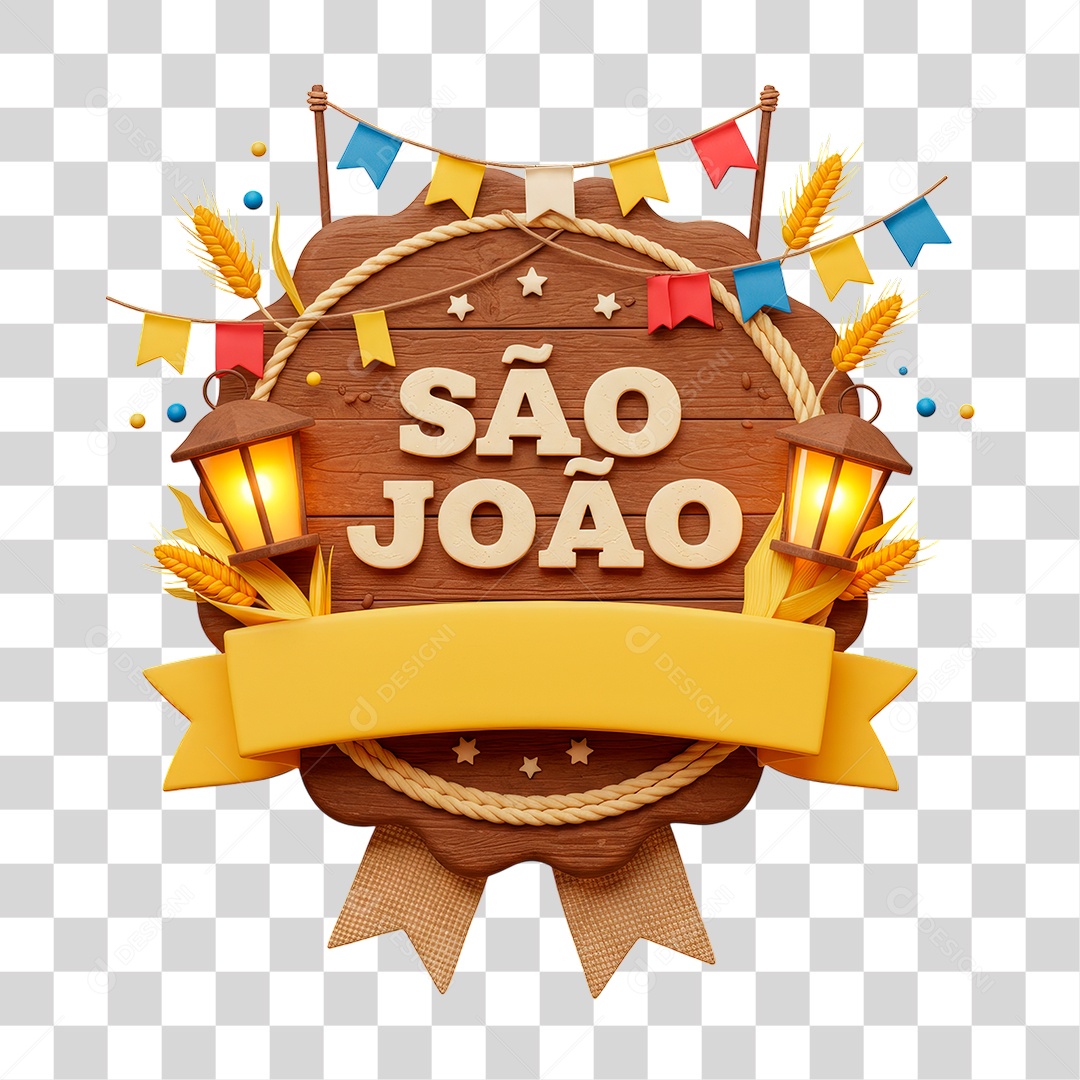 Selo 3D São João Para Composição PNG Transparente