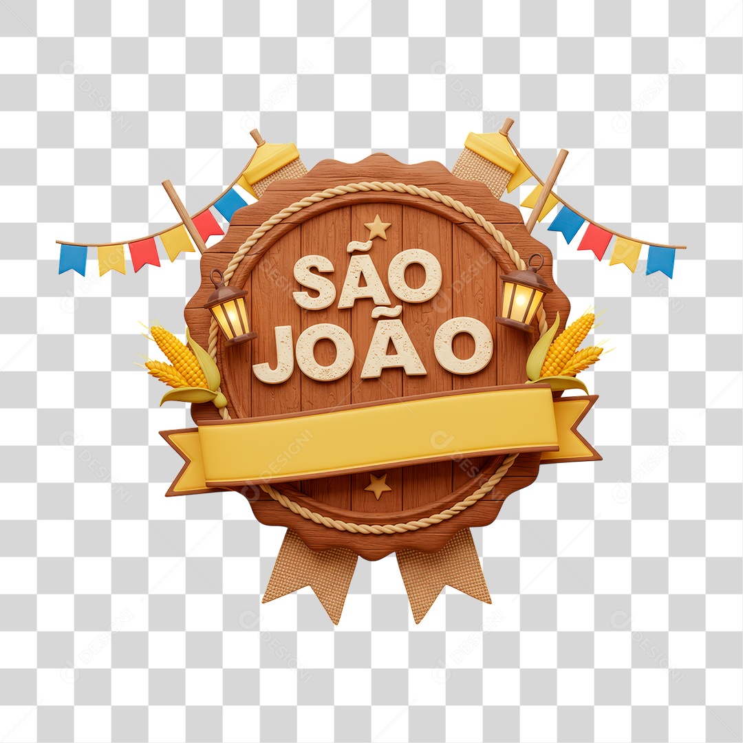 Selo 3D São João Para Composição PNG Transparente