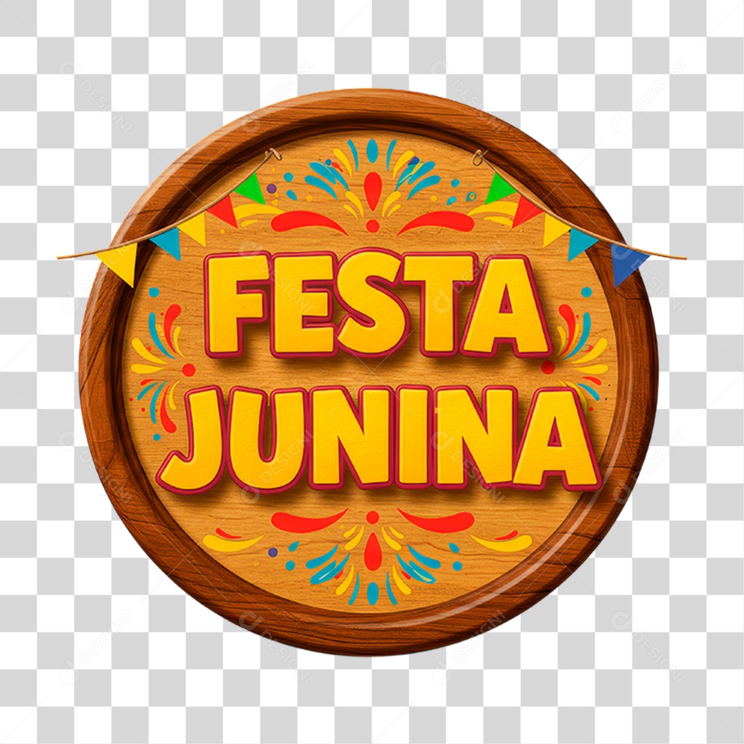 Selo 3D Festa Junina Para Composição PNG Transparente