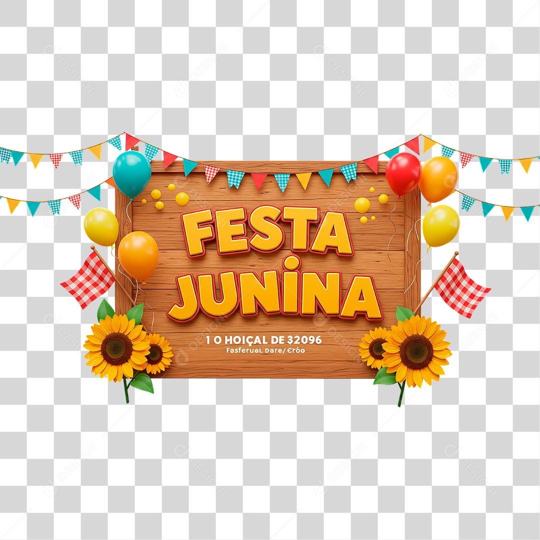 Selo 3D Festa Junina Para Composição PNG Transparente