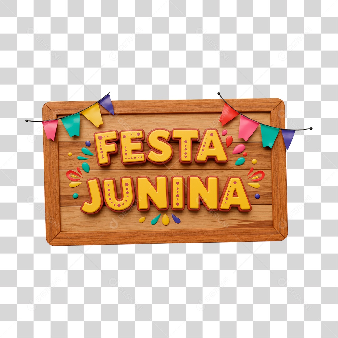 Selo 3D Festa Junina Para Composição PNG Transparente