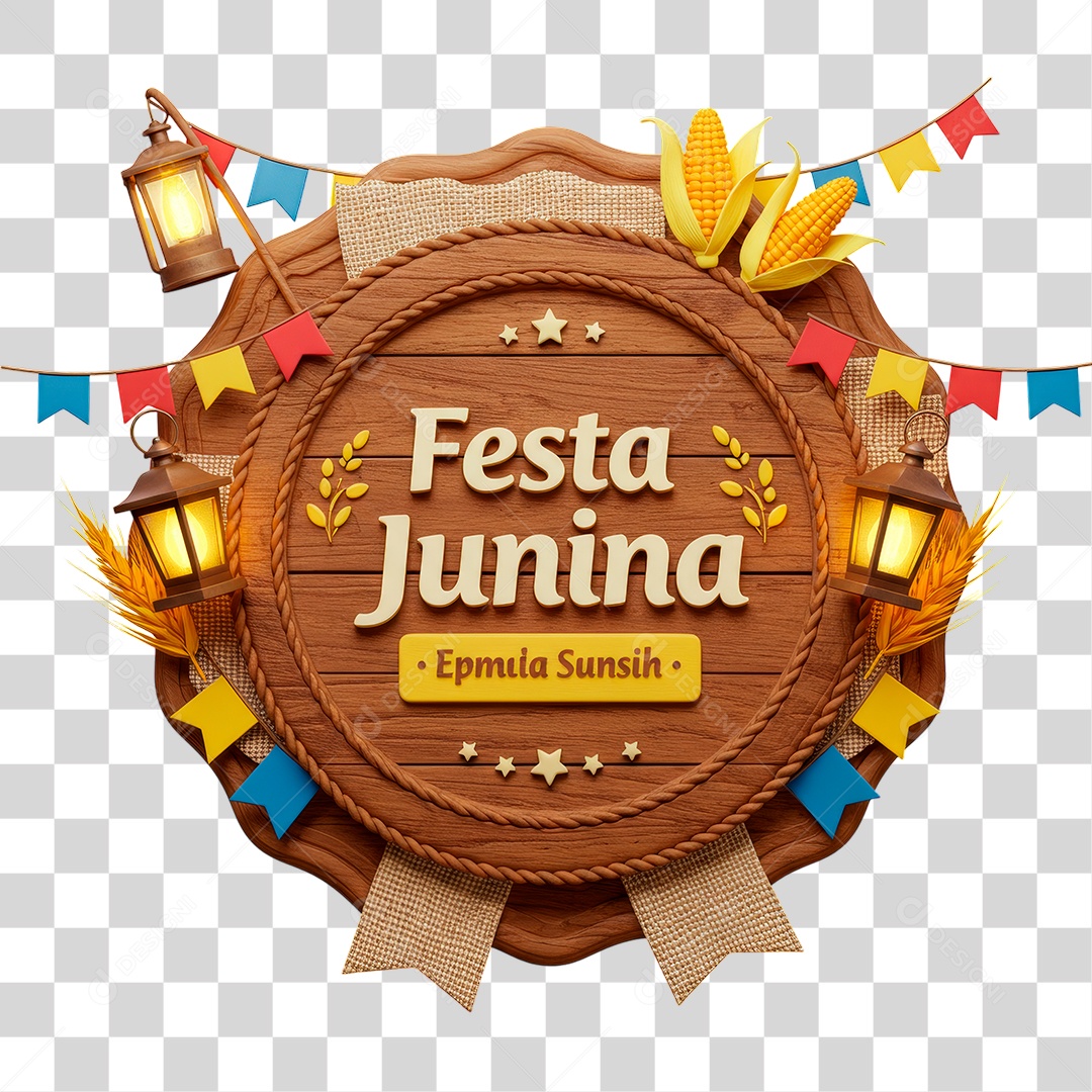 Selo 3D Festa Junina Para Composição PNG Transparente
