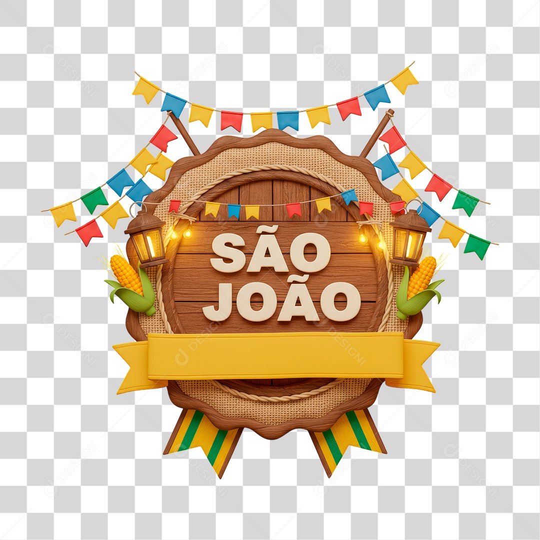 Selo 3D São João Para Composição PNG Transparente