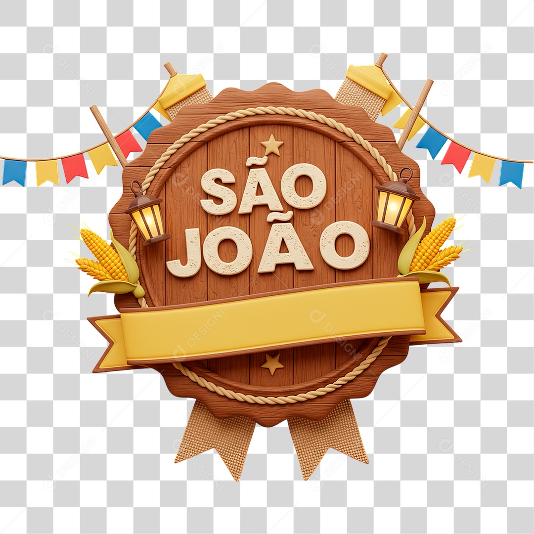 Selo 3D São João Para Composição PNG Transparente